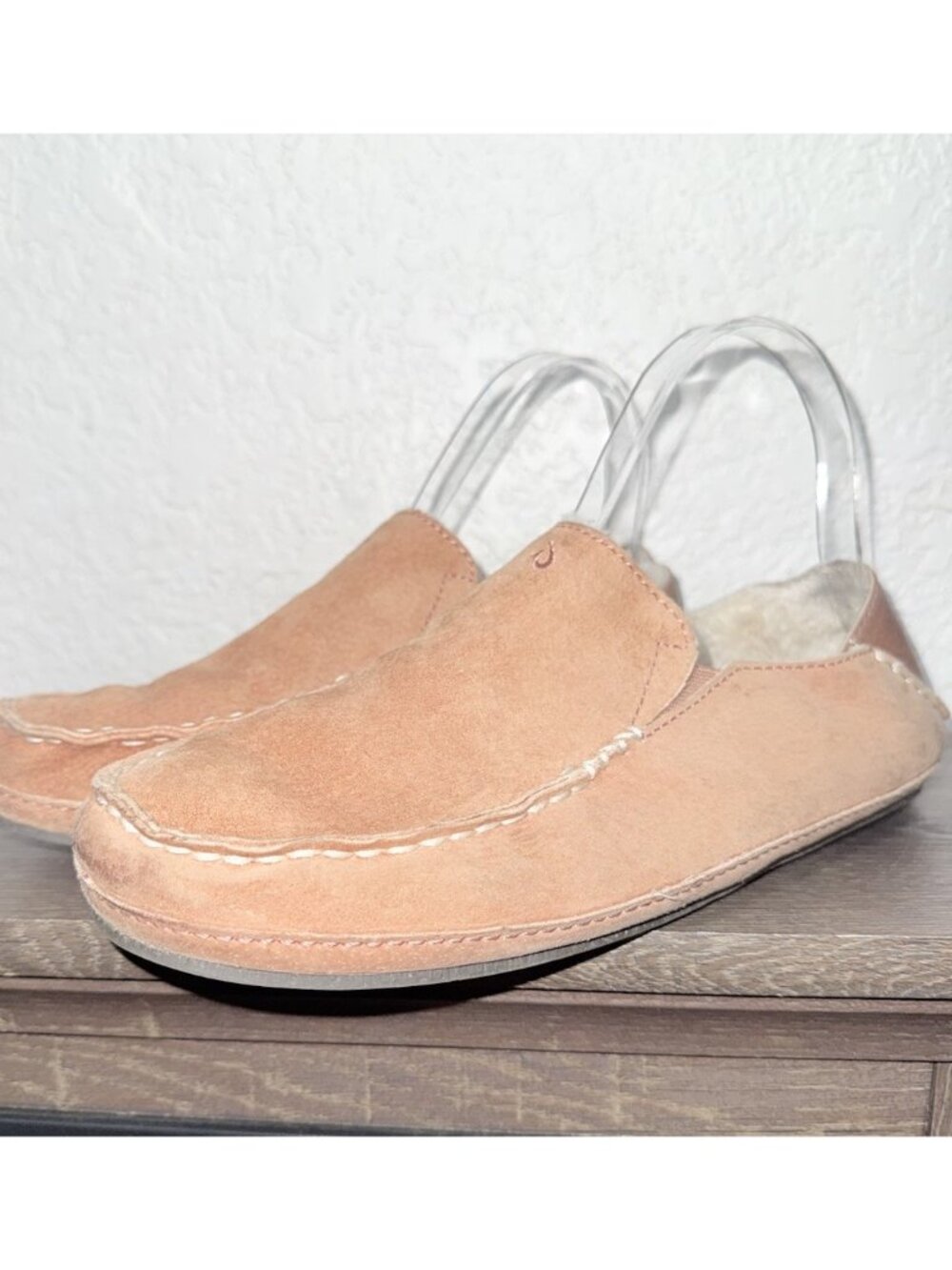 Olukai Nohea Slipper Womens 8 Pink Suede Shearling Lined Moccasin 20269-WCWC - Picture 4 of 10